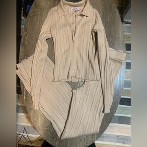 VRG GRL Beige Ribbed Knit Set Size 8